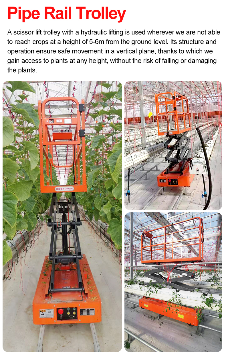 Electric Pipe Rail Trolley for Greenhouses – Hydraulic Scissor Lift