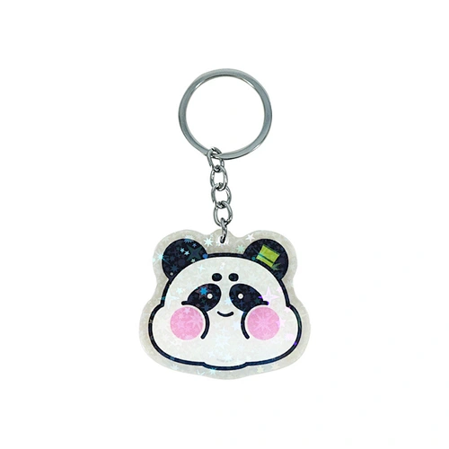 Lovely Round Factory New Design Plush plasticl Good Quality Soft keyring