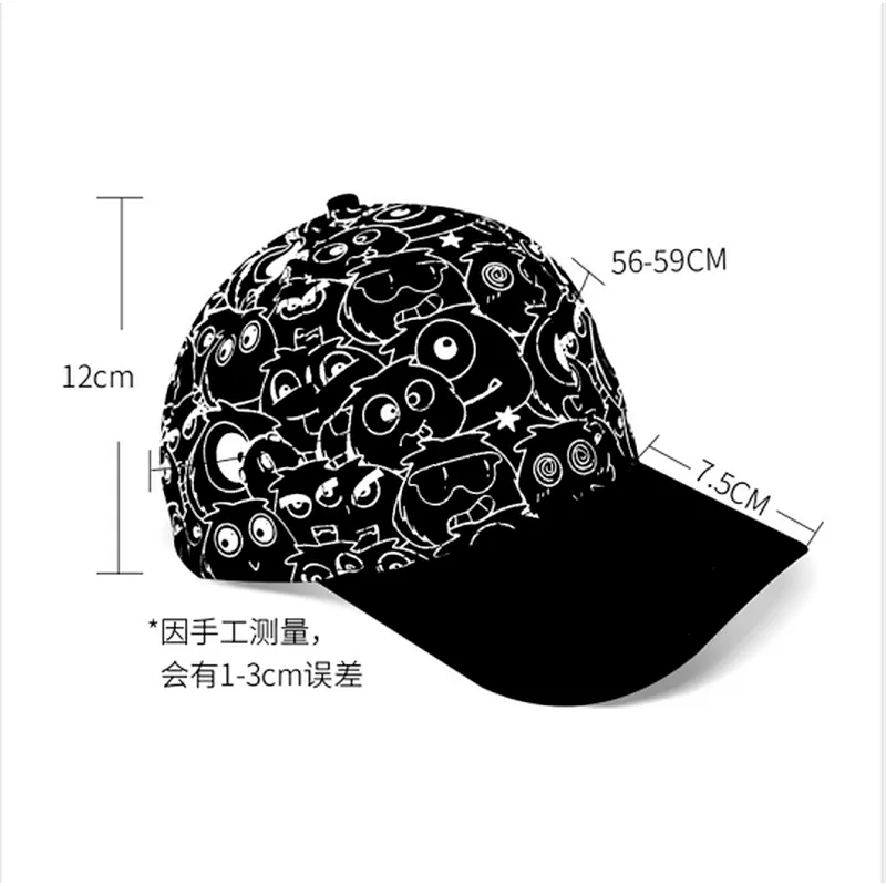 Professional manufacturer Black and White trend cartoon pattern Peaked hat