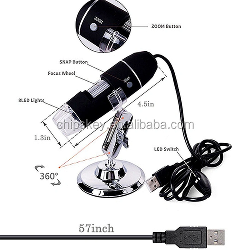 Plugable USB 2.0 Handheld Digital Microscope with stand for Windows, Mac, Linux 500xDigital Magnification
