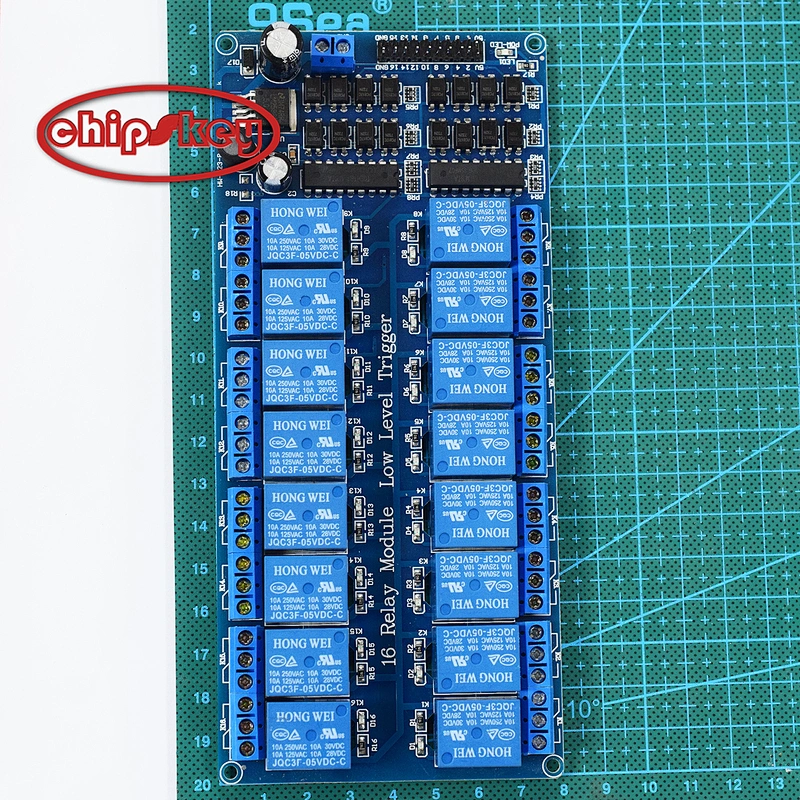 16-channel relay module with optocoupler and LM2576 power