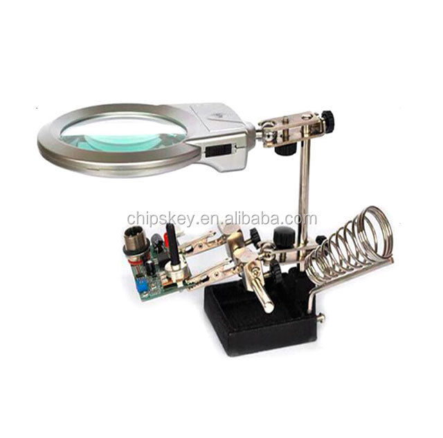 Third Hand Magnifier Magnifying Glass Tool With LEDs