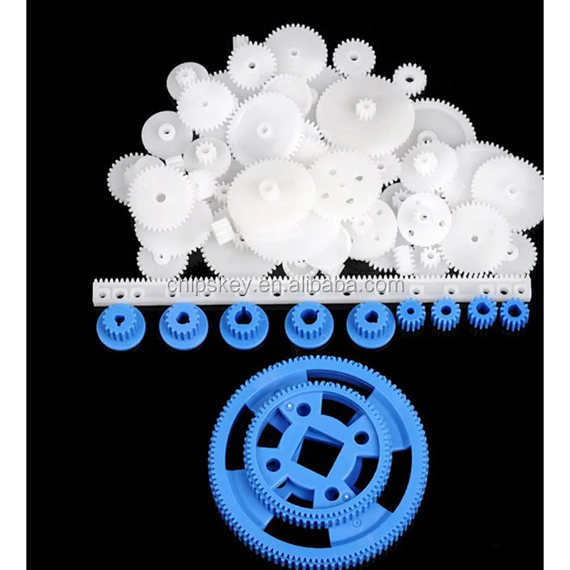 69 Pc RC Parts Lot, Plastic Gears, Pulley, Belt, Rack, DIY Robots & Cars