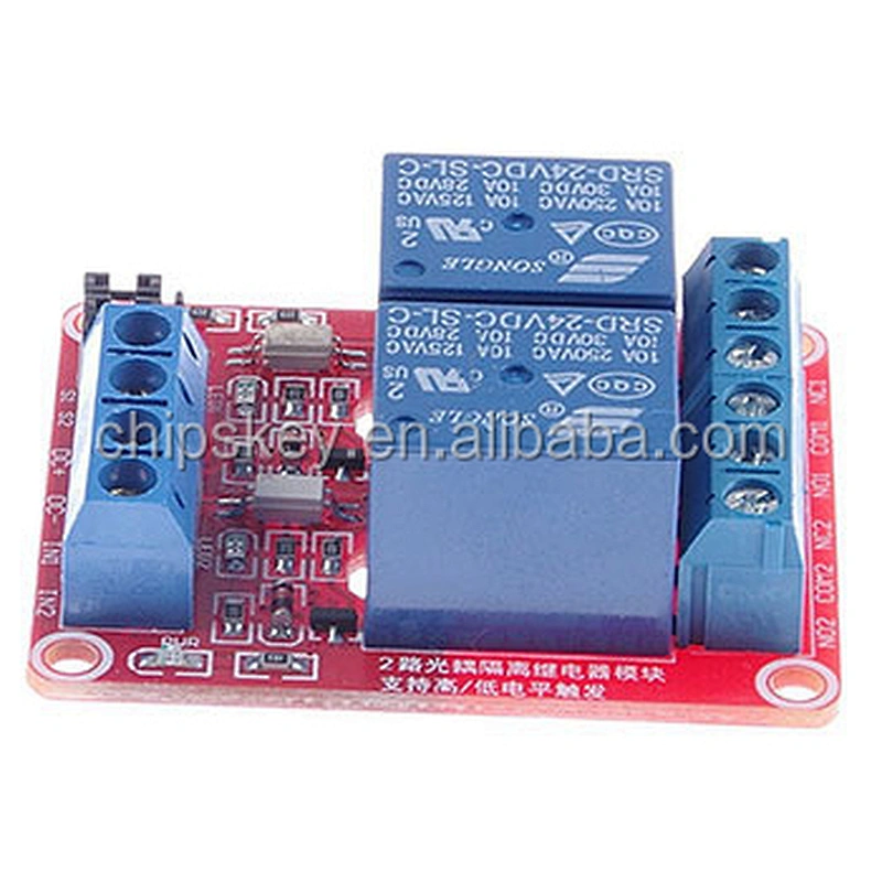 2 Channel 5V/9V/12V/24V relay with Optcoupter, each Channel can cutover high/low Level For Arduinos