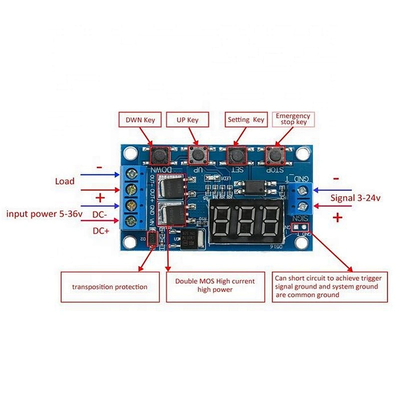 Alloet Trigger Cycle Timing Delay Control Switch Circuit Double MOS Control For Industrial Digital Display