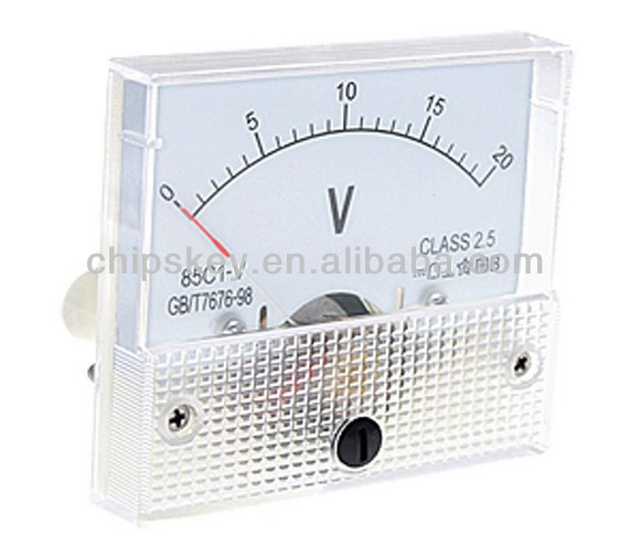 85C1 Rectangle Analog Volt Panel Meter Gauge 5V 10V 20V 30V 50V 100V 200V 300V 500V