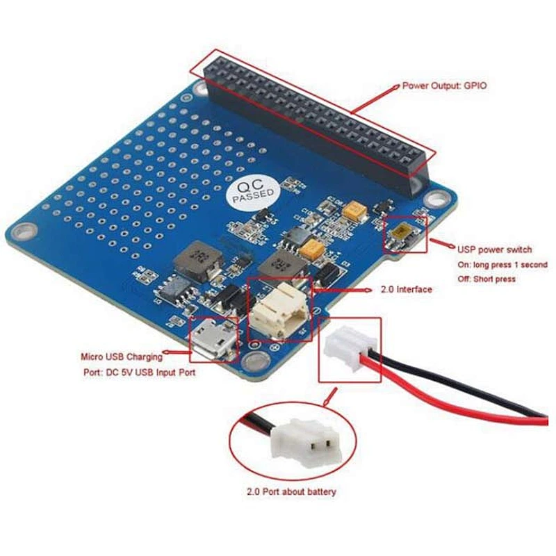 Lithium power expansion board UPS (without battery)