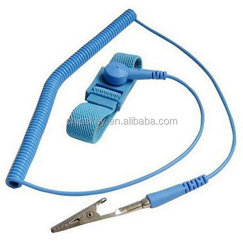 Anti-static Adjustable Elastic Wrist Strap With Coiled Cords