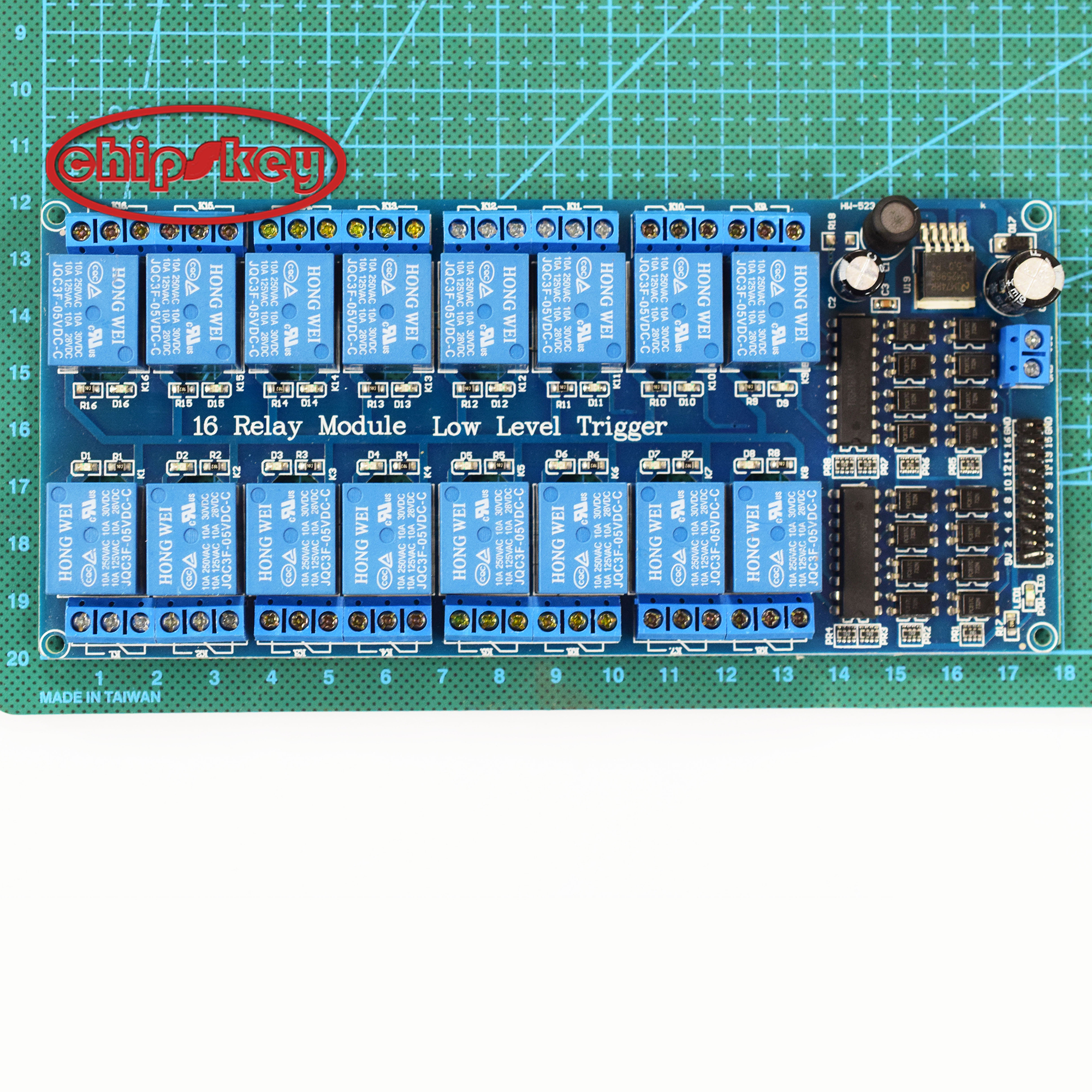 16-channel relay module with optocoupler and LM2576 power