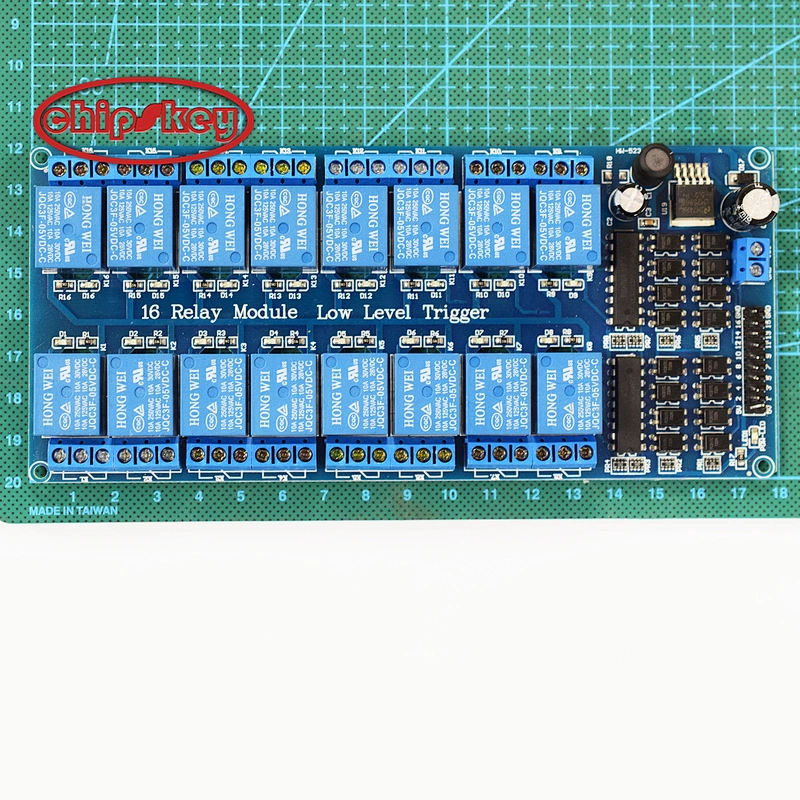 16-channel relay module with optocoupler and LM2576 power