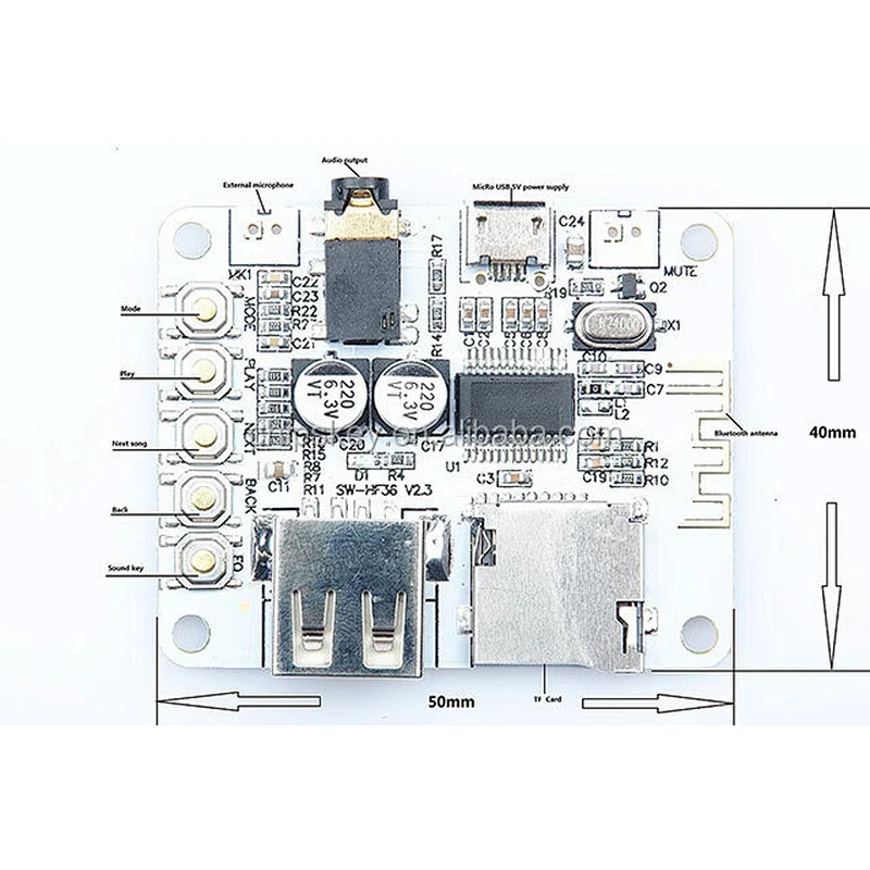 Audio Receiver Board With USB TF Card Decoding Playback Preamp Output