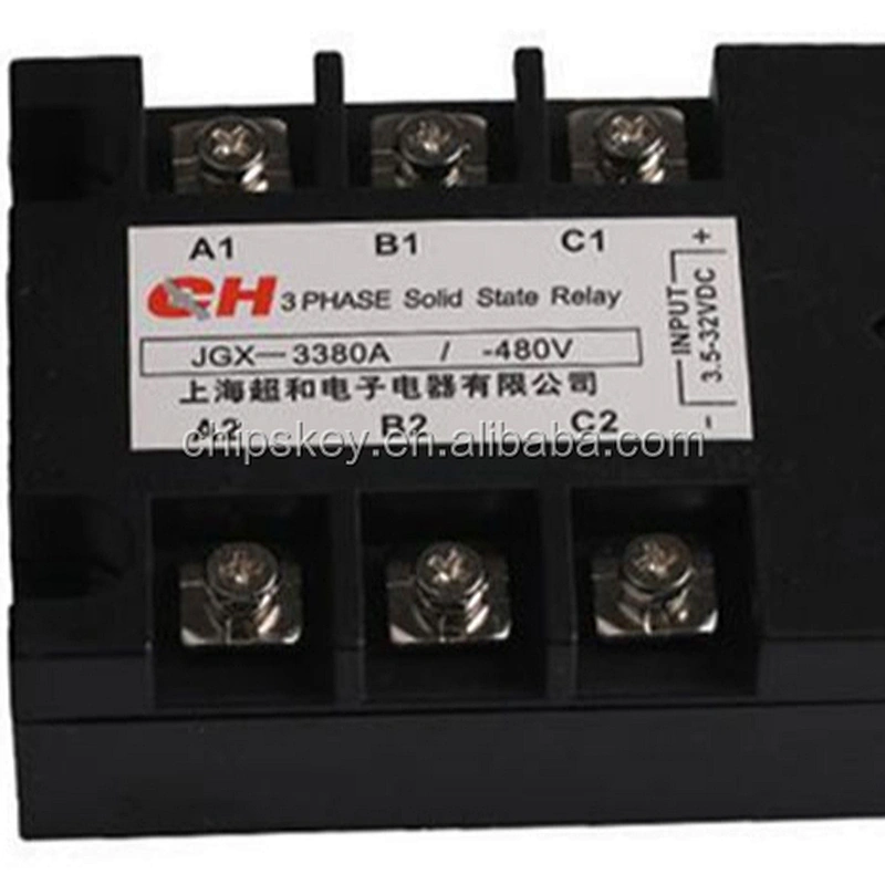 JGX-3380A 3.5-32VDC/480VAC 80A DC to AC 3 Phase SSR Solid State Relay w Indicator Light