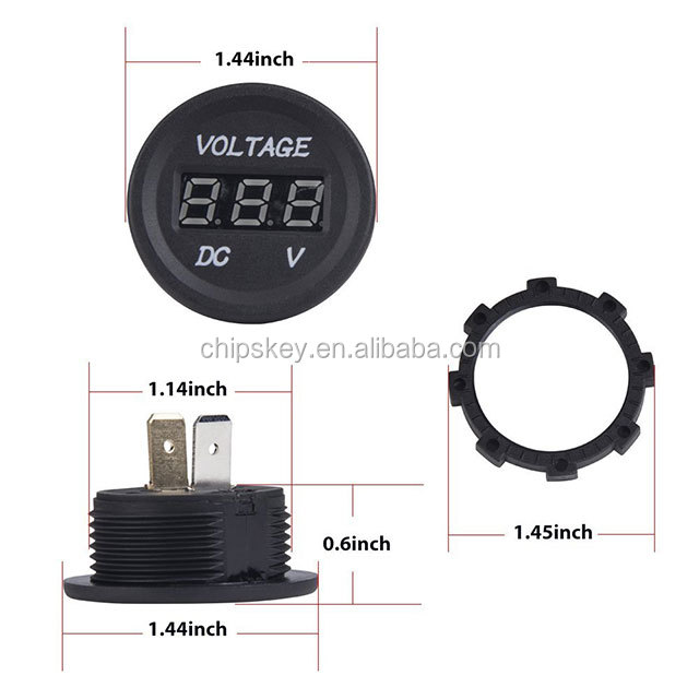 Waterproof DC 12V 24V voltage meter LED high - precision digital