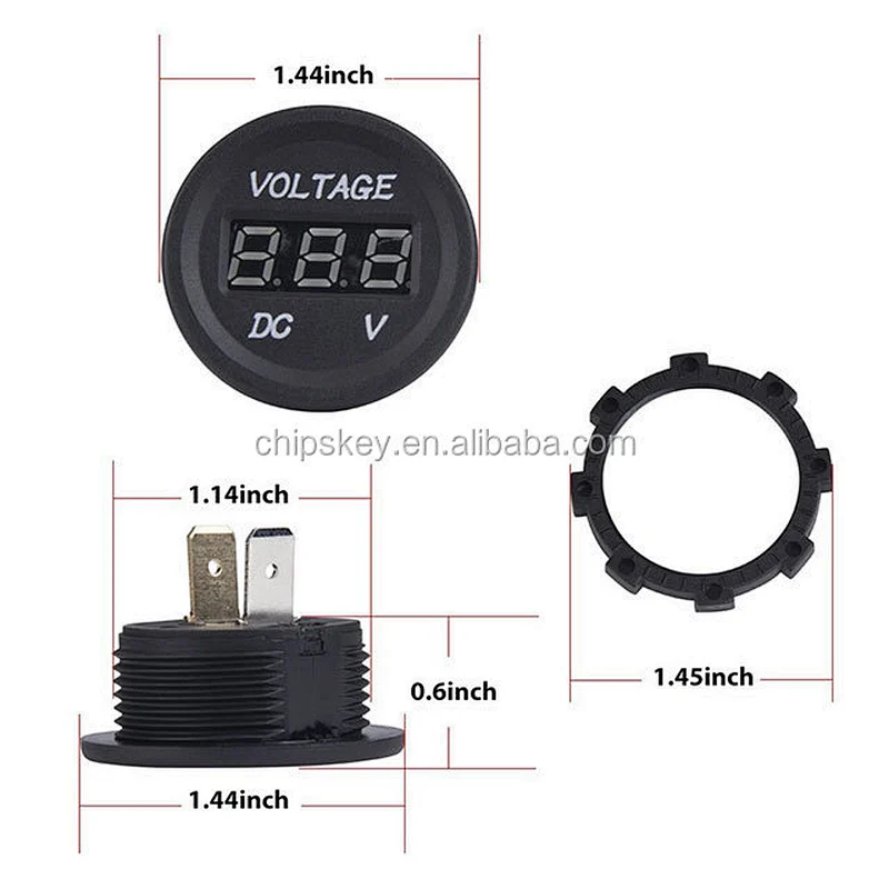Waterproof DC 12V 24V voltage meter LED high - precision digital