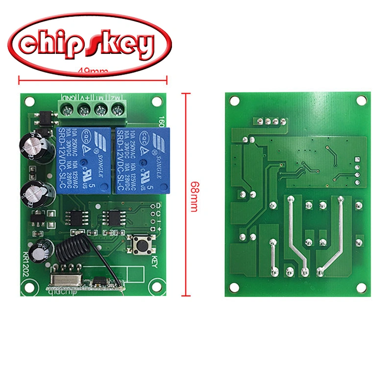 DC 12V 2 Channel Learning Code Relay Receiver + Professional Wireless Remote Control Transmitter 433MHz with White Case