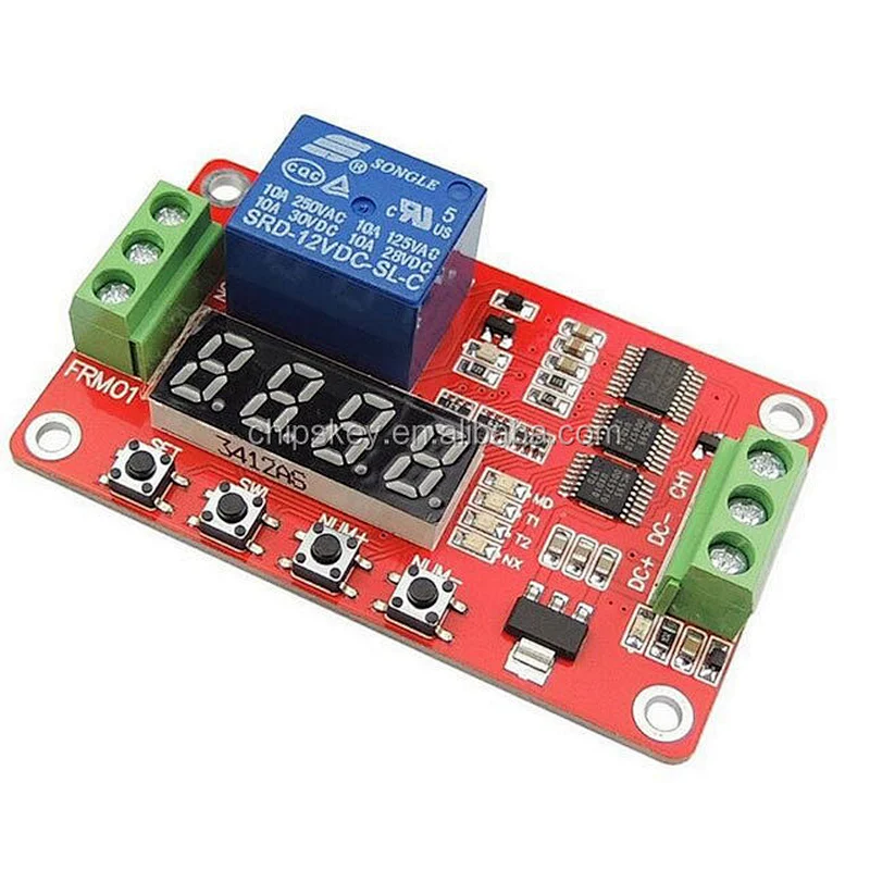 2 Channels 12V DC Multifunction Self-lock Relay PLC Cycle Timer Module Delay Time Switch