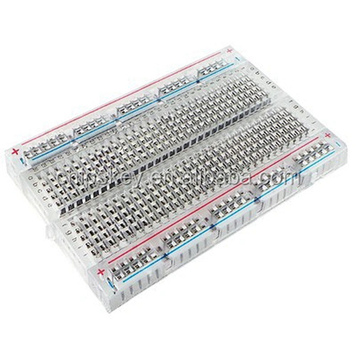 BB400T Transparent Solderless Plug-in BreadBoard, 400 tie-points, 4 power rails, 3.3 x 2.2 x 0.3in (84 x 55 x 9mm)