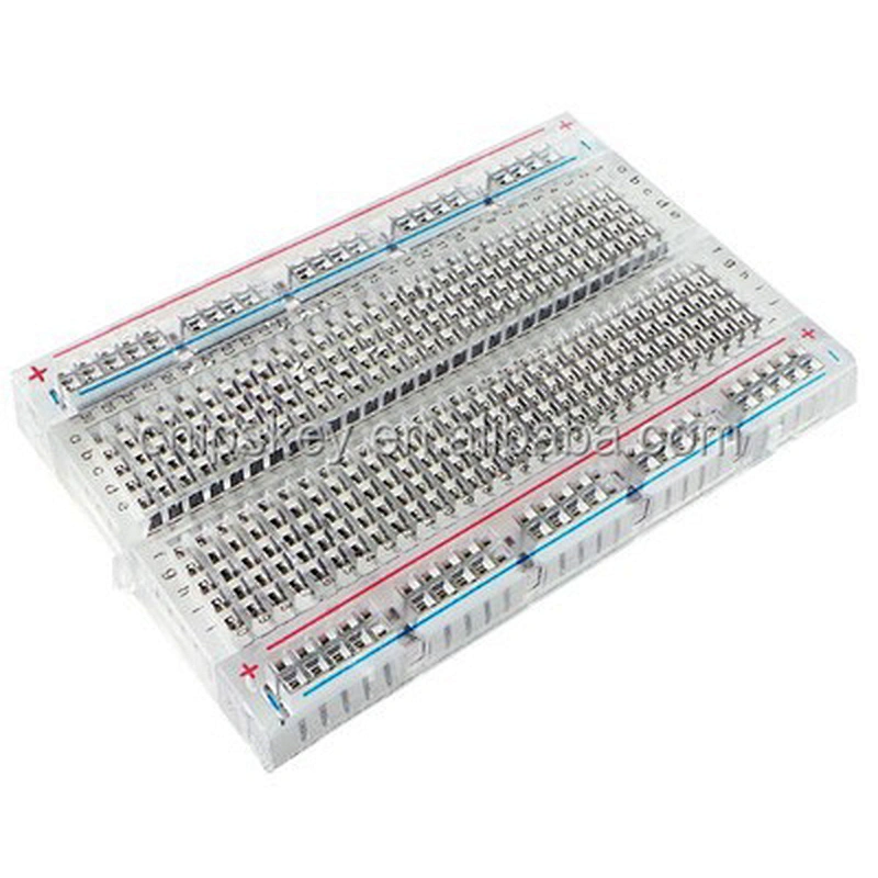 BB400T Transparent Solderless Plug-in BreadBoard, 400 tie-points, 4 power rails, 3.3 x 2.2 x 0.3in (84 x 55 x 9mm)