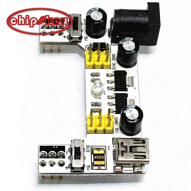 MINI USB , powered via USB and DC  2-Way 5V / 3.3V Breadboard Power Module