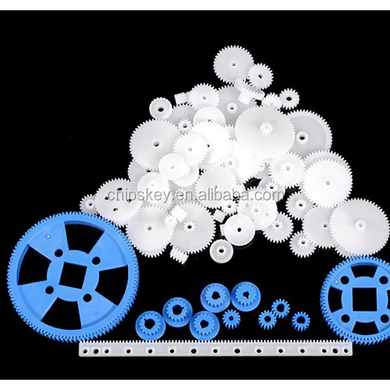 69 Pc RC Parts Lot, Plastic Gears, Pulley, Belt, Rack, DIY Robots & Cars