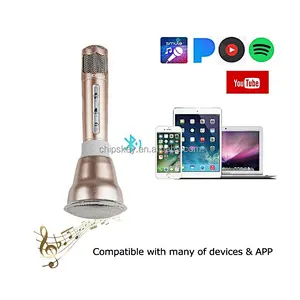 K068 Mini Karaoke Player Wireless Condenser Microphone with Mic Speaker KTV Singing Record for Smart Phones Computer Gloden