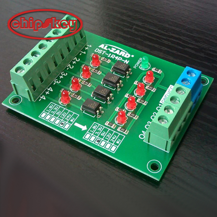 DST-1R4P-N 4 Channel 5V to 24V Optocoupler Isolation Module PLC Signal Level Voltage Conversion Board NPN Output
