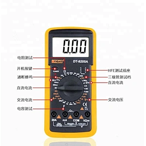 DT9205A LCD Display Ammeter Voltmeter Ohmmeter Capacimeter Multitester w Lead