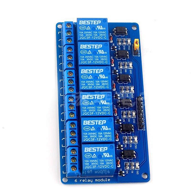 12V 6Channels Optocoupler isolation Relay Low Level