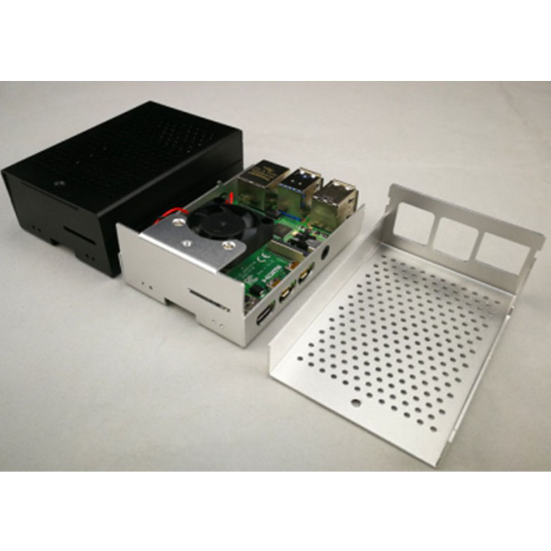 Raspberry PI 4 Black Aluminum Case With Fan for