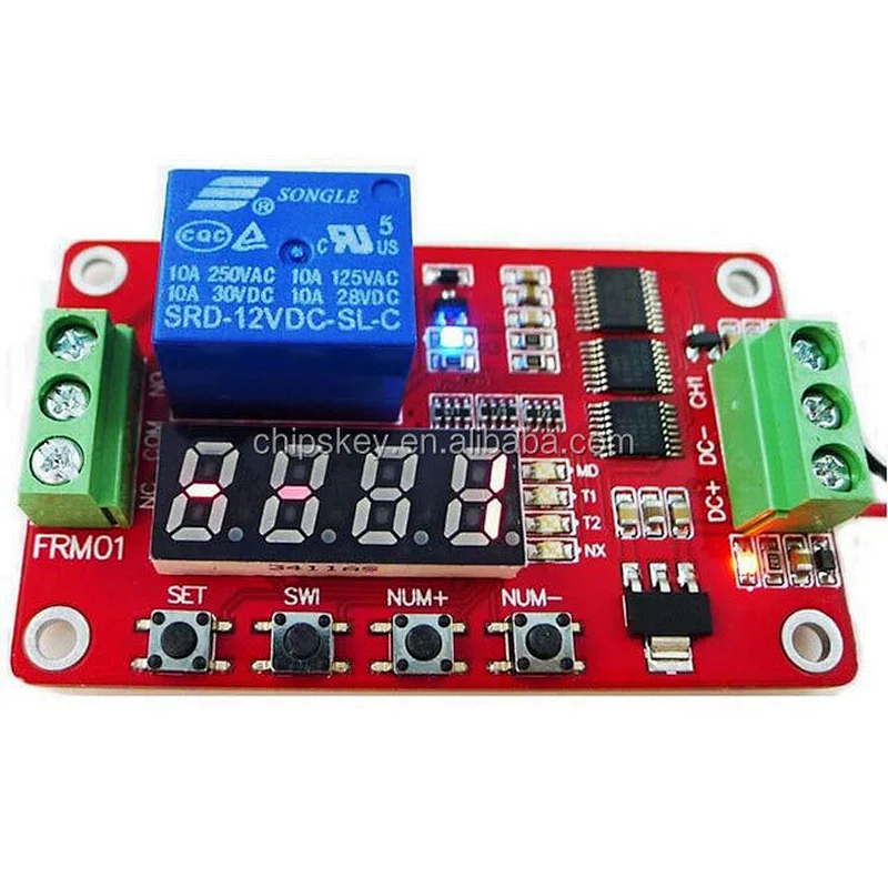 2 Channels 12V DC Multifunction Self-lock Relay PLC Cycle Timer Module Delay Time Switch