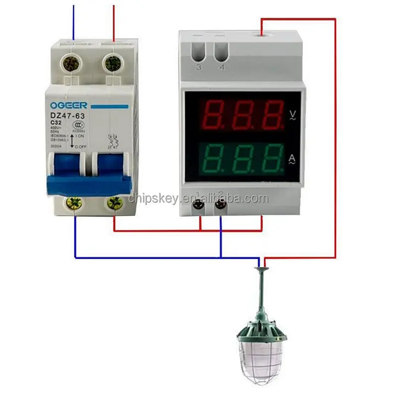 D52-2042 Voltmeter+Ampermeter Display 200-450V external CT ~ 200A