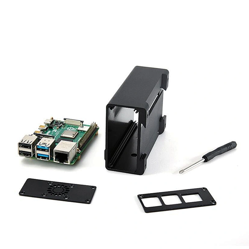 Black R PI 4 Aluminum Case with Fan