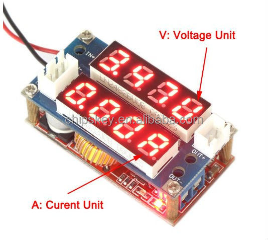 DC-DC Converter Buck Regulator 5V-30V to 0.8-29V Constant Current/Voltage Power Supply Module 5A, LED Ammeter Voltmeter Display