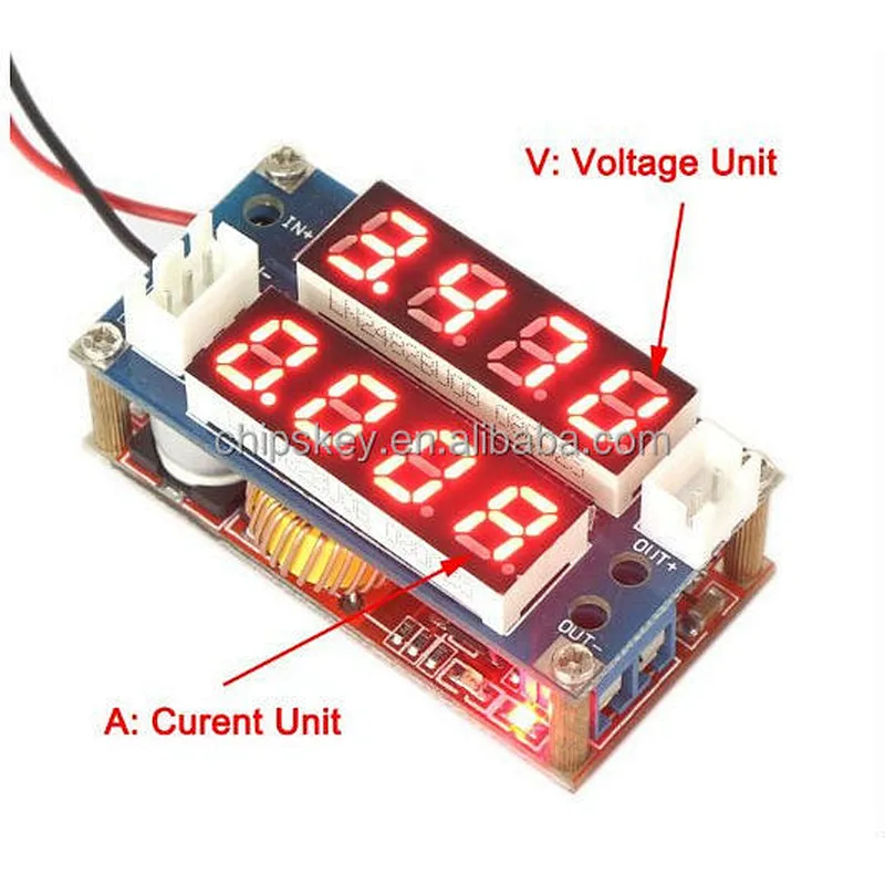 DC-DC Converter Buck Regulator 5V-30V to 0.8-29V Constant Current/Voltage Power Supply Module 5A, LED Ammeter Voltmeter Display