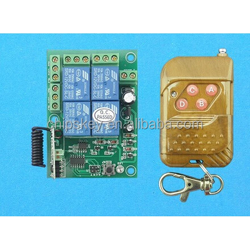 Green 12V 4-Channels Relay Remote Module