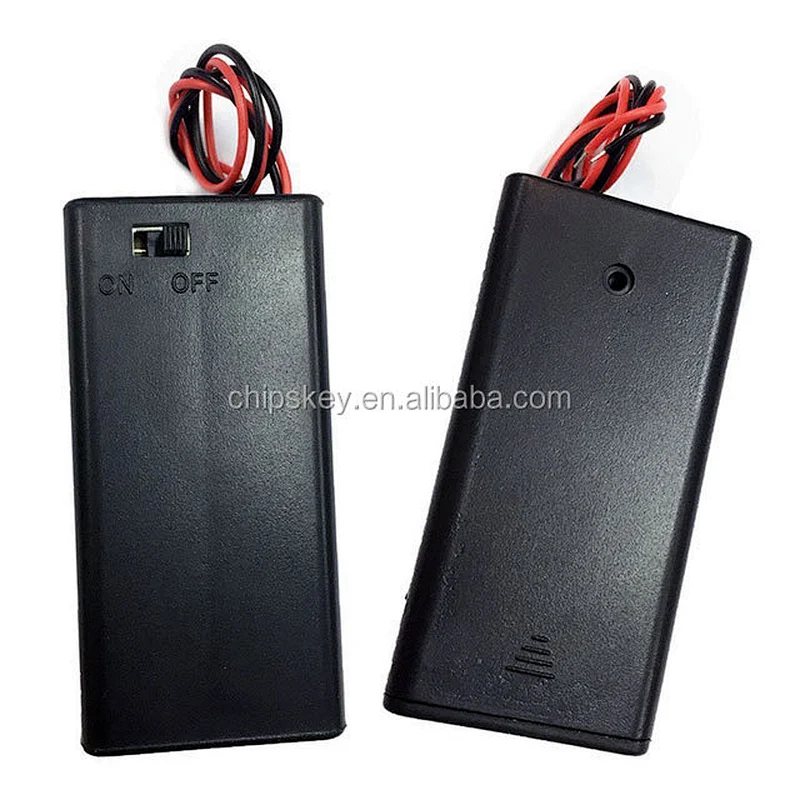 2XAA battery holder with case and switch
