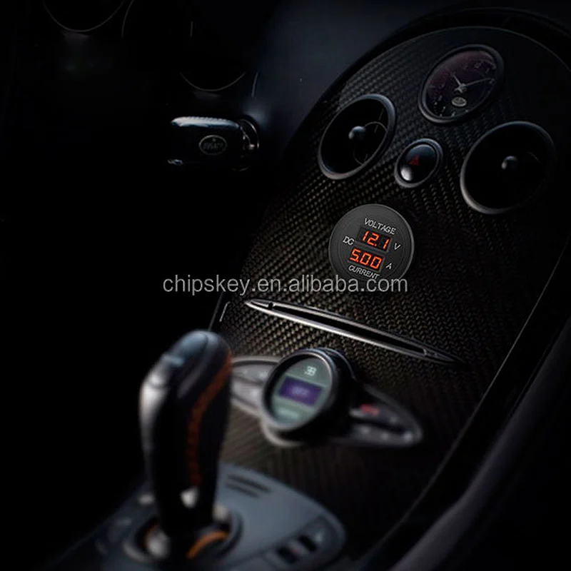 ROUND Automotive voltmeter + ammeter