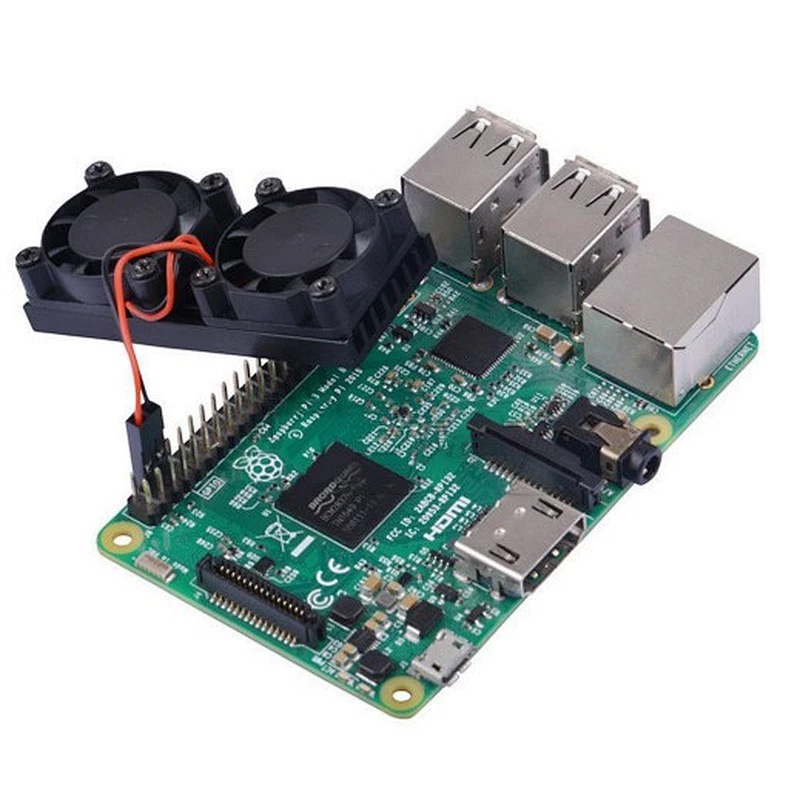 Dual Fan Heatsink with Double Cooling Fans Reduce up to 20 Degrees For Raspberry Pi 3 / 2 / NESPi Case