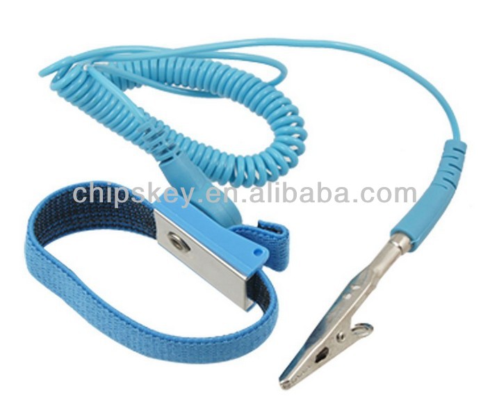 Anti-static Adjustable Elastic Wrist Strap With Coiled Cords