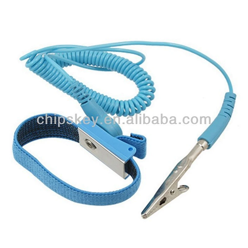 Anti-static Adjustable Elastic Wrist Strap With Coiled Cords