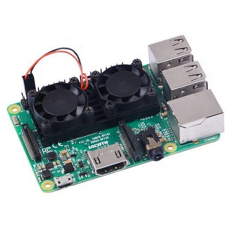 Dual Fan Heatsink with Double Cooling Fans Reduce up to 20 Degrees For Raspberry Pi 3 / 2 / NESPi Case