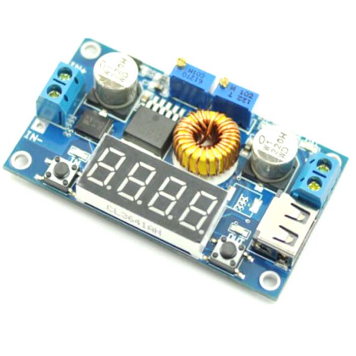 DC-DC 12V to 5V step-down module with USB port adjustable voltage current  3A/5A constant current band display