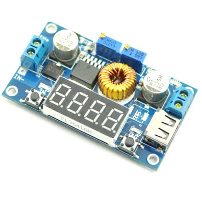 DC-DC 12V to 5V step-down module with USB port adjustable voltage current  3A/5A constant current band display