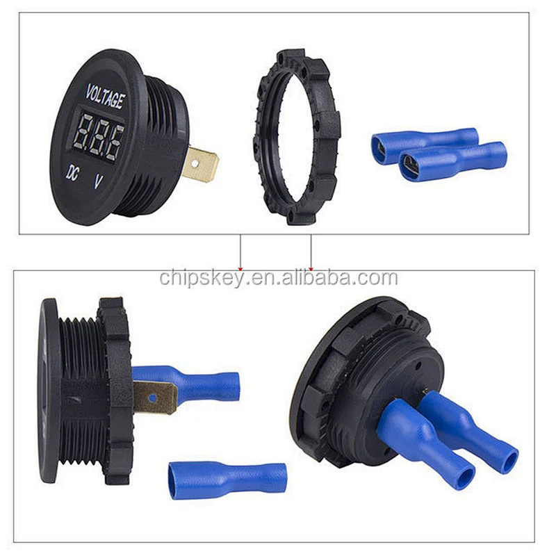 Waterproof DC 12V 24V voltage meter LED high - precision digital