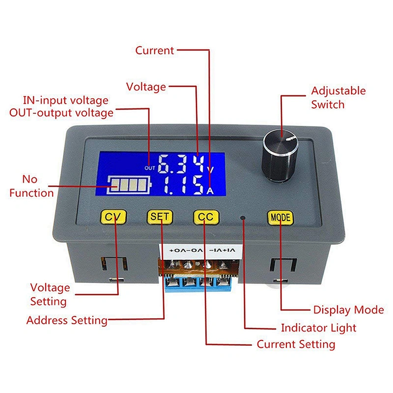 Adjustable 5A LCD Digital Step Down Power Supply 6V-32V to 0-32V