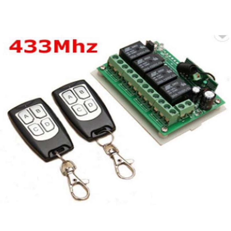 Remote Control 12V 4CH Channel 433Mhz  Switch Integrated Circuit With 2 Transmitter DIY Replace Parts Tool Kit