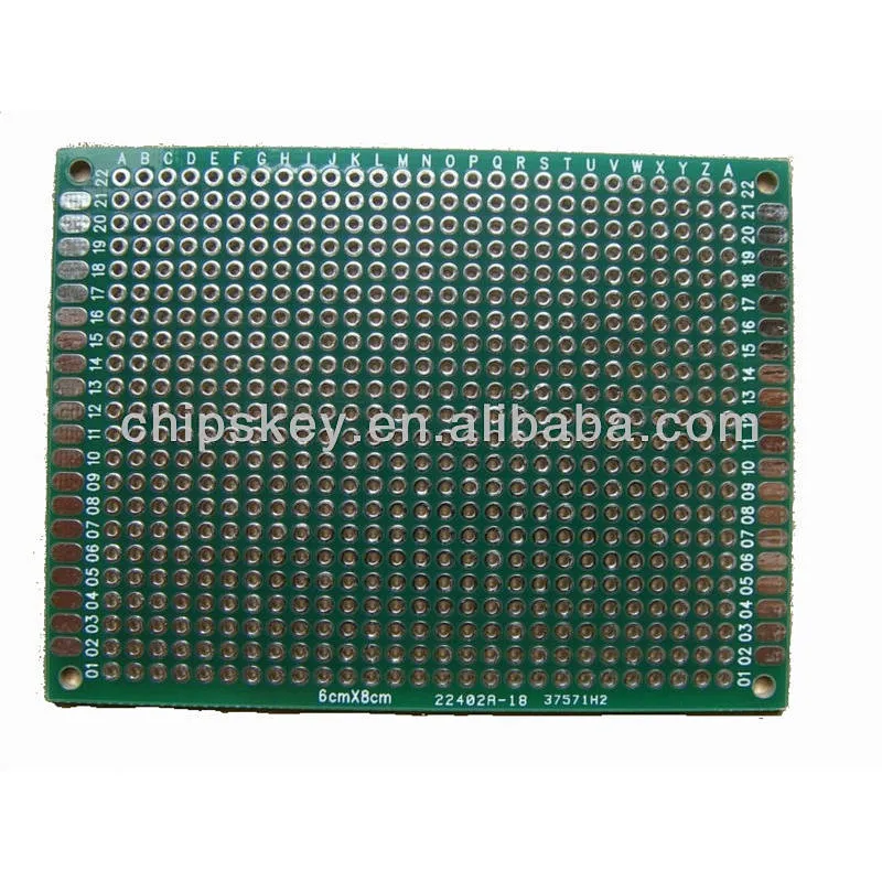 60*80mm Double-Side Prototype Board PCB, FR-4 Glass Fiber