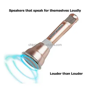 K068 Mini Karaoke Player Wireless Condenser Microphone with Mic Speaker KTV Singing Record for Smart Phones Computer Gloden
