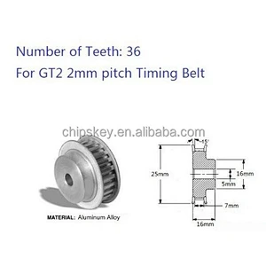 GT2-36T 5mm 36 teeth 5mm Wide Bore Pulley For 3 D printer