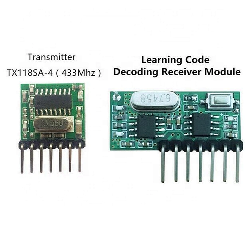 433 Mhz Wireless Receiver and Transmitter Remote Control Learning Code 1527 Decoding Module 4 Ch output With Learning Button